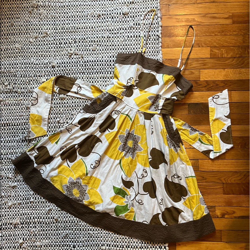 Y2k Spaghetti Strap Floral Tea Length Sundress